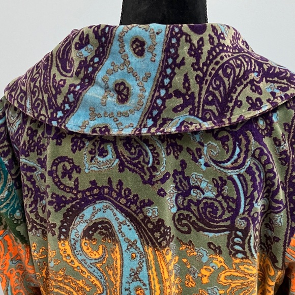 Pyramid Collection Multicolor Paisley Cotton Velvet  Size 14 Coat With Pockets - Picture 12 of 17